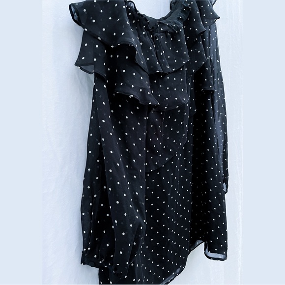 (New with Tags) Intermix Juliette One Shoulder Ruffle Front Mini Dress, Medium - Picture 9 of 12